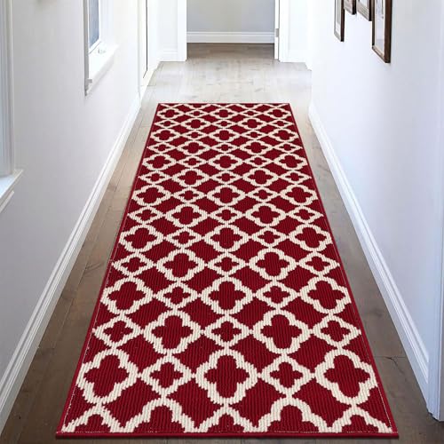 U'Artlines Washable Hallway Runner Rug 2x6', Non-Slip Kitchen Runner Red