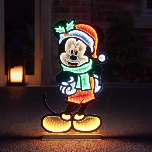 Christmas Inspirations Officially Licensed Disney 90cm Mickey Mouse Infinity Mirror Effect 3D Christmas LED Light Up Figure - Indoor Outdoor Mains Powered Freestanding Xmas Decoration