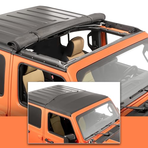 QuadraTop Skylite Roll Top for Hard Top Fits 20182025 Jeep Wrangler JL & 20202025 Jeep Gladiator JT Retractable Jeep Sunshade Jeep Wrangler Sunshade (28 oz. Black Diamond)