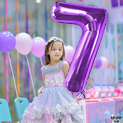 Image of KatchOn, Giant Purpule Number 7 Balloon - 40 Inch, Birthday Decorations
