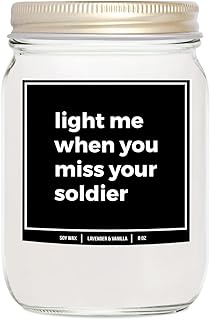 You Nique Designs Deployment Gifts 9oz Candle - Long Distance Relationship Gifts - Deployed Military Surprise for Men, Husband, Boyfriend, Candles for Deployed Soldiers' Wives (Lavender & Vanilla)