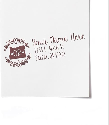 Miniatura 361 de State Love - Sello de dirección autoentintado para Texas, caja rosa, púrpura o negra, impresiones limpias y nítidas, diseño rectangular, tamaño 7/8