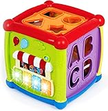 Baby Activity Cube - 6-in-1 Musical Baby Learning Toys, Play Set Includes A-B-C-D Letters, Colorful Shape Sorter, Vehicles Puzzle, 4 Piano Keys and More - ASTM Certified Toddler Toys