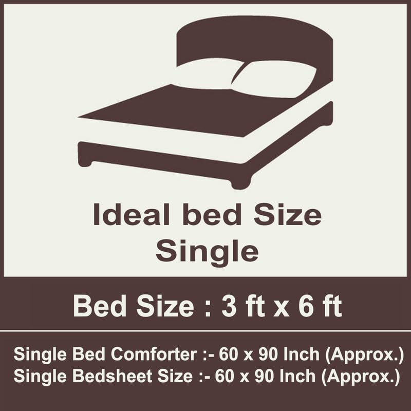 Image of Polycotton Printed 120 TC Comforter & Bedsheet Single Bed Bedding Set, Queen Size (60x90 inch), Yellow & Grey, 3 Pieces