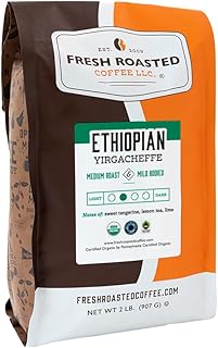 Fresh Roasted Coffee, Organic Ethiopian Yirgacheffe | USDA Organic, Mold & Myco 3rd Party Tested, Kosher | 2 lb (32 oz) Whole Bean