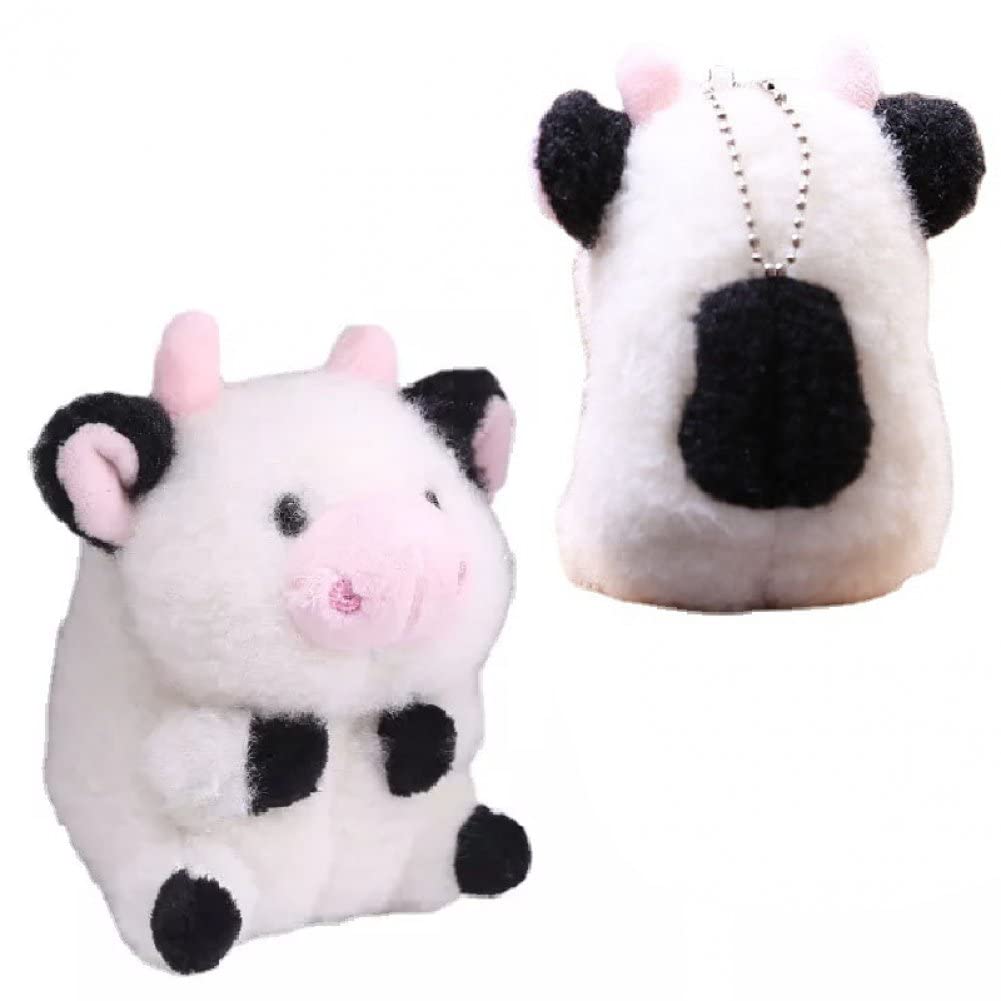 Llavero De Vaca De Peluche De Dibujos Animados De 10 Cm, Llavero De Animal De Peluche Pequeño, Mini Vaca De Peluche para Colgar En Mochila, Regalo De Cumpleaños. - Estilo 2