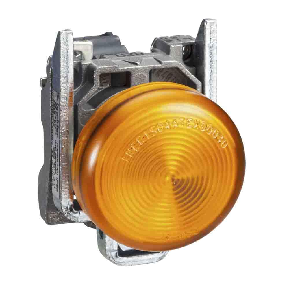 Schneider Electric, Harmony XB4, Panel Mount Orange LED Pilot Light, 22mm Cutout, IP66, IP67, IP69, IP69K, 24 V ac/dc