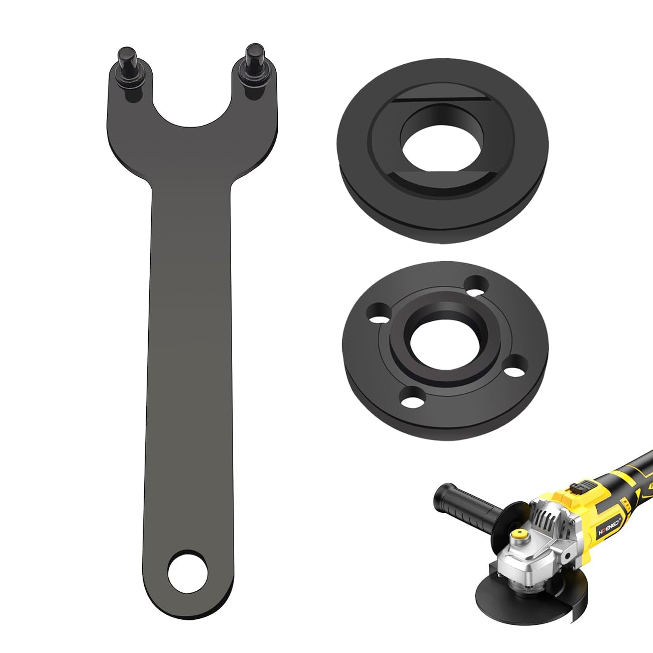 Lot de 3 écrous de meuleuse d'angle – Écrou de verrouillage en métal à bride 5/8-11 et jeu de clés compatibles avec les meuleuses d'angle Dewalt, Milwaukee, Bosch, Ryobi, Black & Decker, Metabo, 11,4