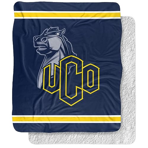 University of Central Oklahoma Blanket, 50"x60" Primary Logo Stripes Silky Touch Sherpa Back Super Soft Throw Blanket