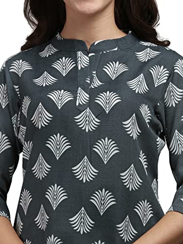 Image of NAINVISH Cotton Blend Tops for Women | Tops for Women Printed Shirt Top for Women Slim Fit | Office Wear Tops for Women | Mandarin Collar Top