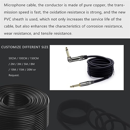 Cable mono de 6,35 mm de 8 metros en ángulo recto con conector negro y rojo 5