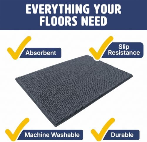 Muddy Mat® | Cat Litter Mat 19"x30", Litter Trapping Mat, Super Absorbent Scatter Control, Soft on Paws, Slip Resistant Washable Kitty Litter Mat, Traps Litter, Protects Floors, Charcoal - 5