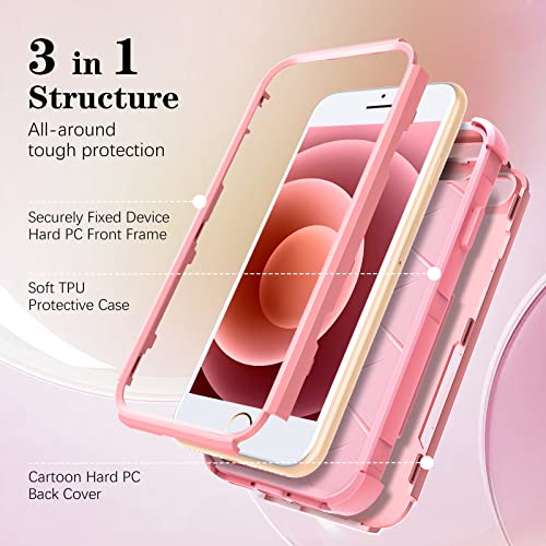 Stsnano 3 In 1 Heavy Duty Case For Iphone 7/8/Se 2020/Se 2022 4.7” Cute Cartoon Character Hard Pc Full Body Cover Rugged Bumper Military Grade Drop Protective Phone Cases For Girls Women Boys,Castle #TOP3