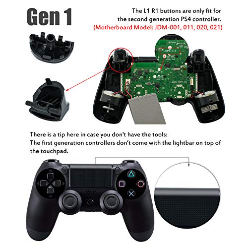 TOMSIN Metal Buttons for PS4 Controller Gen 1, Aluminum Metal Thumbsticks Analog Grip & Bullet Buttons & D-pad & L1 R1 L2 R2 Triggers (Metal Red)
