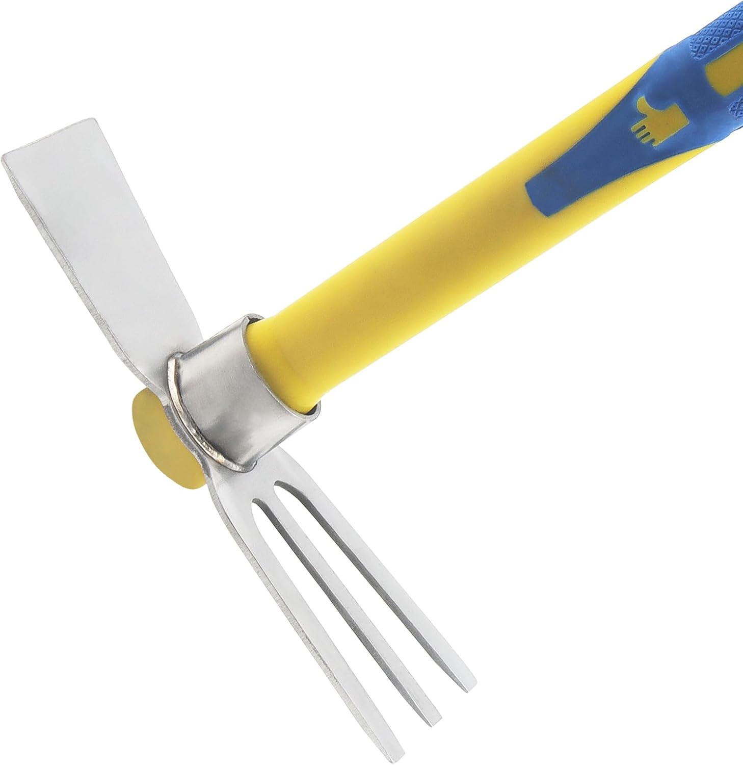 2 PCS Garden Hoe Tools, Stainless Steel Cultivator Hand Tiller and Hand Pick Axe with Fiberglass Handle, Pick Mattock Hoe for Planting Digging Weeding Gardening