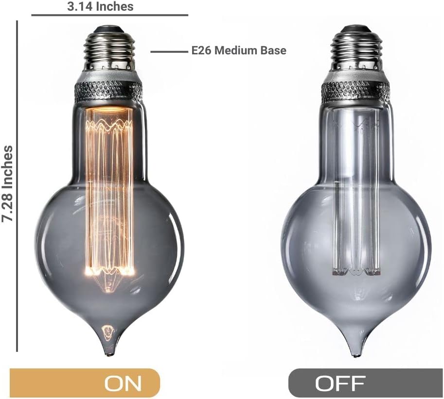 Next Glow LED Vintage Style Bulb, 3.5W Equivalent 20W, Dimmable, Soft Warm Smoke Light Bulb, E26, 55 Lumen, Amber Color for Home, Kitchen, Bedroom, Restaurant