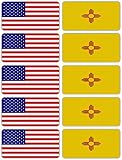 (x10) 3M Reflective New Mexico and US Flag Stickers | Versatile Safety Decals | Hard hats, laptops, bikes, toolboxes