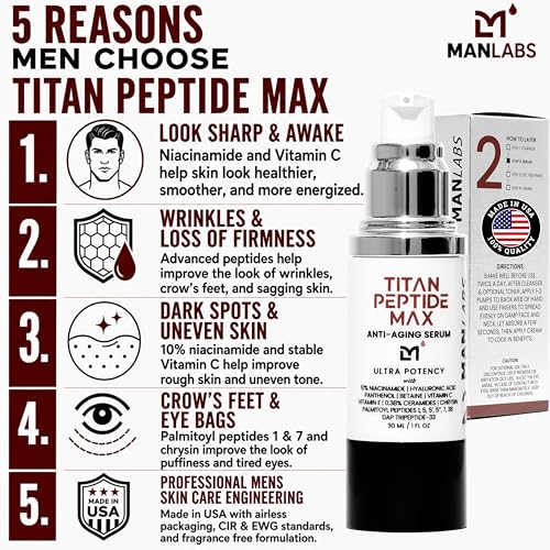 Image of Man Labs Titan Peptide MAX Anti-Aging Face Serum for Men - Skin Firming