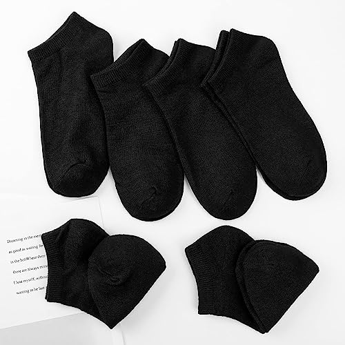 Booph 25 Pack Kids Low Cut Ankle Socks Boys Girls Athletic Socks 6-8 Years Black #TOP6