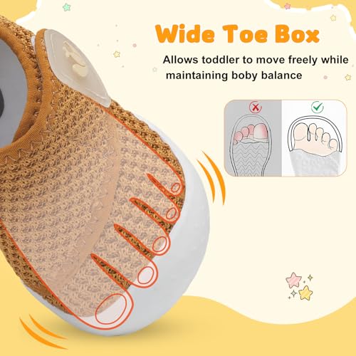 Image of FEETCITY Baby First Walking Shoes Wide Baby Shoes Infant Sneakers Newborn Crib Shoe Barefoot Lightweight Slip On Shoe