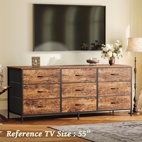 image for Huuger 9 Drawer Dresser, 55 Inch Dresser TV Stand for 55, 60 Inch TV, 