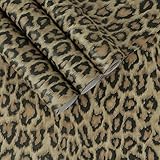 17.7' x 196' Leopard Print Contact Paper Peel and Stick Leopard Wallpaper Self Adhesive Shelf Liner Removable Drawer Paper Self Adhesive Film for Cabinets Kitchen Bedroom Furniture Living Room