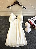 Für Damen. XFLOWR Summer Sleepware Seidenrock mit Kissen auf der Brust Hemd Kleid Spitze warm Kleidung, weiß, XL