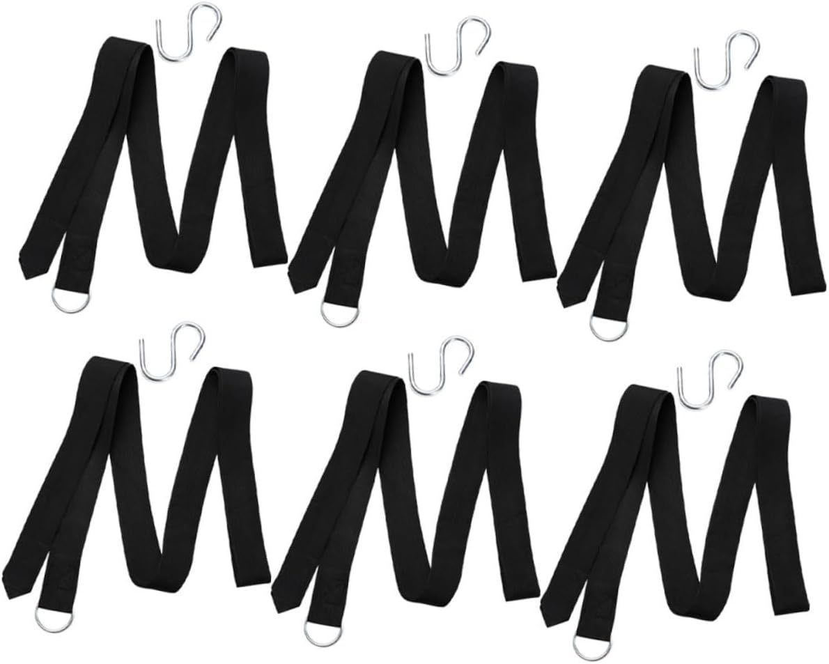 Toddmomy 6pcs Adjustable Hammock Straps with Reinforced Lashing Ropes and Heavy-Duty S-Hooks for Outdoor Camping Tree Swing Hanging Kit
