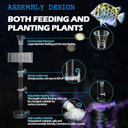 Image of 2PC 7 Holes Upgraded Aquarium Plant Holder, Aquatic Plants Cup for Tank, Fish Tank Plant Holder with Long Hook, Aquarium Feeder for Aquascape Decorations on Top of Tank (2Sets)