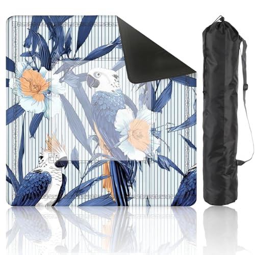 Mahjong Mat 31.5" x 31.5" Summer White Macaw Bird saemless for Fabric All Prints Lihgt Non-Slip Noise Reduction Mahjong Tiles Table Cover for Dominoes Poker Card Board and Tile Games