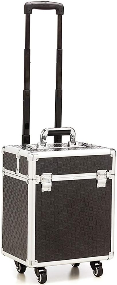 PU Trolley Cosmetic Case Large Capacity Expandable Tray with 4 Universal Wheel Travel Storage Hairdressing Organiser for Salon Beauty,4 (2)