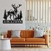 Custom Name Sign, Deer and Mountain Forest Metal Wall Art, Outdoor Decor Deer Hunting Metal Wall Hanging Decor, Personalized Gift for Family Friend Anniversary Wedding Gift