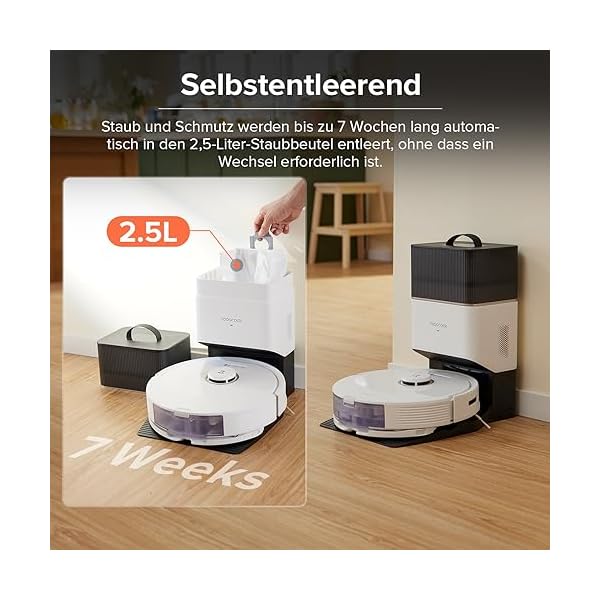 roborock Q8 Max+ Saugroboterr mit selbstentleerender Absaugstation (7 Wochen) / DuoRoller-Bürste/ 5500 Pa Saugkraft/No-Go-Zonen/Reinigung entlang der Bodenlinien/App(Q7 max+ Upgrade) – Bild 7