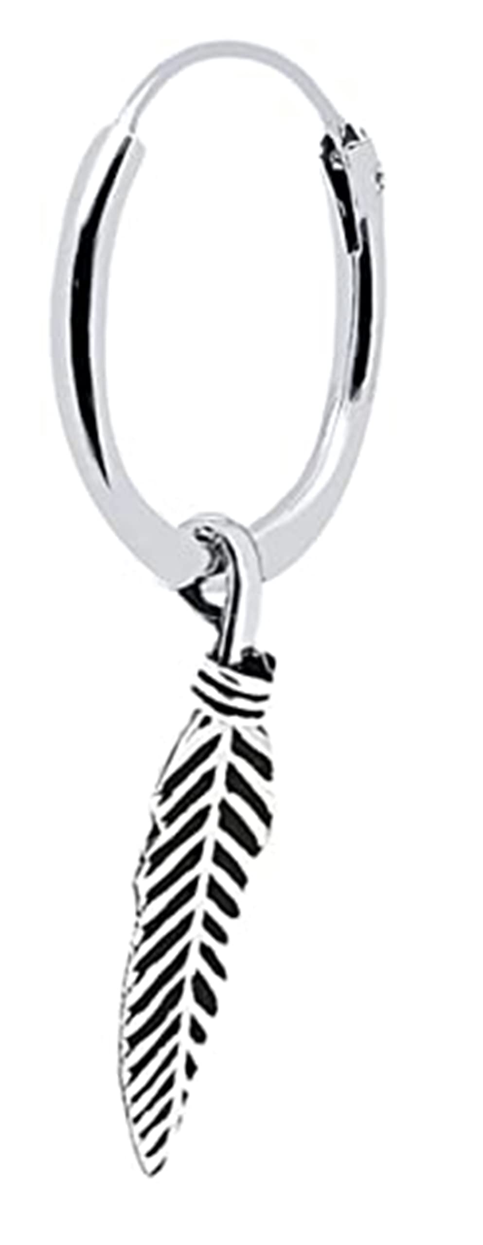 ENTREPLATA Un Pendiente Aro de Plata de Ley 925. Arete con Colgante con forma. Original Criolla Unisex con colgante
