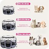 Exquilnova Tragbarer Welpenauslauf, Hundelaufstall Faltbar Laufstall Katzengehege für Wohnung, Welpenlaufstall für Drinnen Wasserdichtes Oxford-Tuch für Hunde Katzen Kaninchen, 74 x 74 x 43 cm (Grau)
