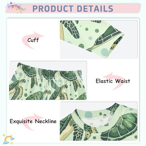 ALAZA Green Sea Turtle Bubble Pajama Set Pijamas Para Niños Long Sleeve Sleepwear3