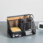 Amazon Basics Pen Holder and Desk Organizer, Office Supplies Storage Caddy, 9.1" x 5.9" x 5.5", Black - Image 2
