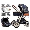 Kinderwagens for Baby Girl Boy Pram Pak, Lichte Babywagens 3 in 1 Verstelbare Hoge View PRAMS Baby wandelwagen Carriage…