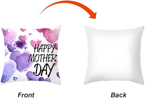 Miniatura 3 de Juego de 4 fundas de almohada para el Día de la Madre de 18 x 18 pulgadas, regalo para el Día de la Madre, diseño de corazón de flores, fundas de