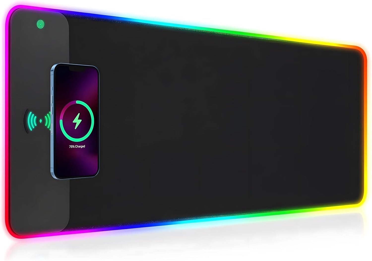 15W Wireless Charging RGB Gaming Mouse Pad, XXL Large Desk Mat (31.5" x 11.8" x 0.16") with 13 Light Modes, Compatible with iPhone 17/16/15/14/13/12/11, Samsung S23, and AirPods