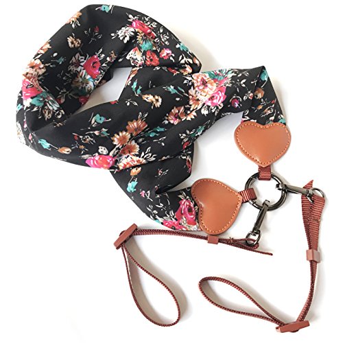 Camera Strap Neck Shoulder Belt, Adjustable Vintage Print Soft Camera Straps for Women /Men for DSLR / SLR / Nikon / Canon / Sony / Olympus / Samsung / Pentax ETC (Scarf Black+Buckle)