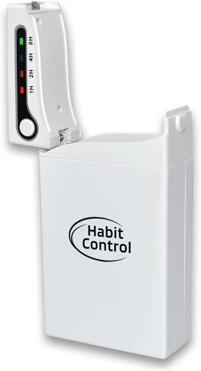 Habit Control. Electronic Locking Cigarette Case with Timer – Full Pack Time Lock Box to Help to Reduce Smoking Addiction for 84mm/3.3in King Size(Short) Cigarettes – Stop Smoking Aids that Work