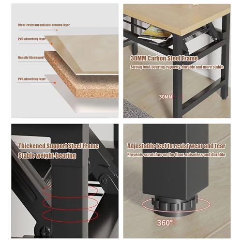 Table pliante avec pieds en métal bureau d'ordinateur rectangulaire