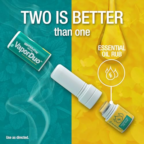 Mentholatum Vapor Duo, Non-Medicated Nasal Vapor Inhaler, Essential Oil Rub, 2-in-1 Aromatherapy Stick Soothes Irritated Nasal Passages Due to Colds & Seasonal Irritants, Natural Menthol & Eucalyptus - Image 4