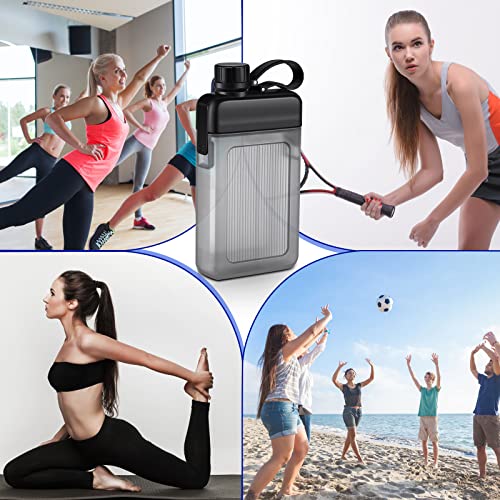 Honeydak 2 Pcs Flat Water Bottle 13Oz Plastic Flask For Liquor Slim Square Bottles Portable Travel Mug Pocket Flask For Outdoor Sports (Black) #TOP4