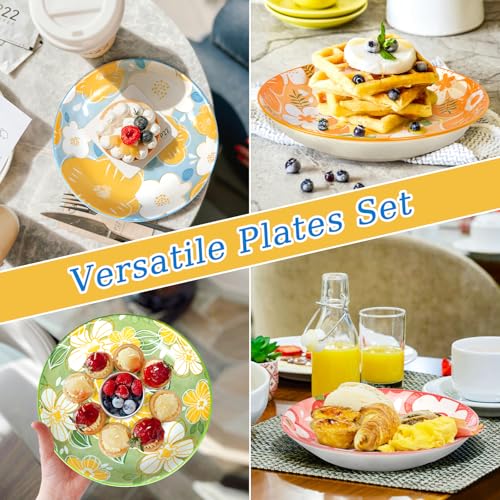 Dinner-Plates-Set-of-48-Inch-Ceramic-Plate-for-Dessert-Salad-and-AppetizerMicrowave-Dishwasher-Safe-Dinnerware-with-Colorful-Floral-Leaf Dinner Plates Set of 48 Inch Ceramic Plate for Dessert Salad and AppetizerMicrowave Dishwasher Safe Dinnerware with Colorful Floral Leaf