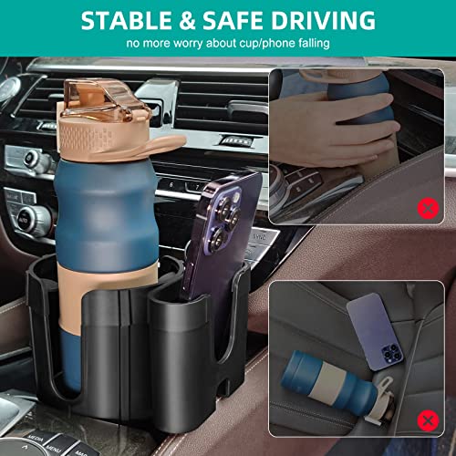 Oushasaa 2-In-1-Car-Cup-Holder-Expander-Adapter With Phone Holder Adjustable Base Fits Most Cup Holder And Phones, Compatible With Hydroflask, Yeti, Nalgene, Large 32/40 Oz Bottles In 3.4"-4" (1Pcs) #TOP7