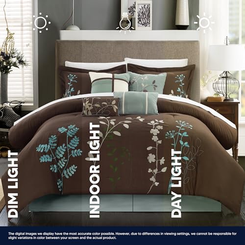 Chic Home Bliss Garden 8 Piece Embroidered Comforter Set, Queen, Brown by Chic Home - Used condition - Image 7