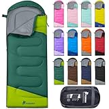 PTEROMY Sleeping Bags for Adults, Lightweight and Machine Washable, Water Resistant Backpacking Camping Sleeping Bag for Warm Cold Weather, Camping Essentials for Hiking Travel (Green, 1.35kg)