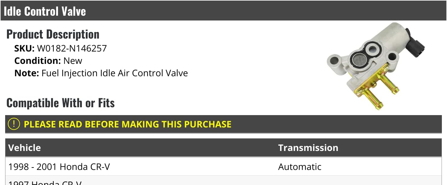 Idle Control Valve - Compatible with 1997-2001 Honda CR-V